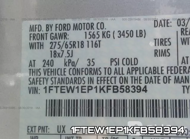 1FTEW1EP1KFB58394 фото 10