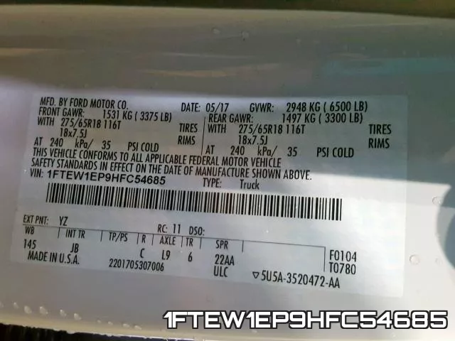 1FTEW1EP9HFC54685 фото 2
