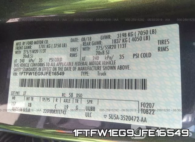 1FTFW1EG9JFE16549 фото 10