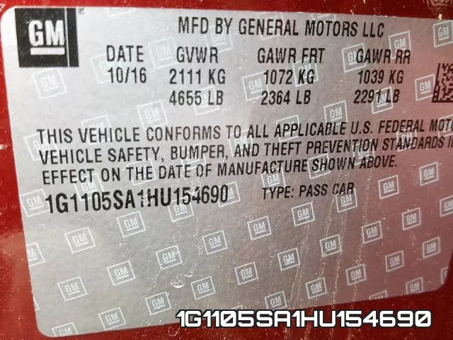 1G1105SA1HU154690 фото 2