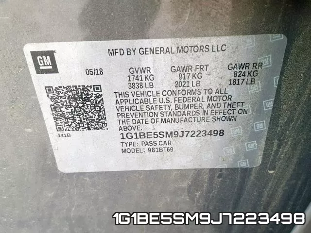 1G1BE5SM9J7223498 фото 2
