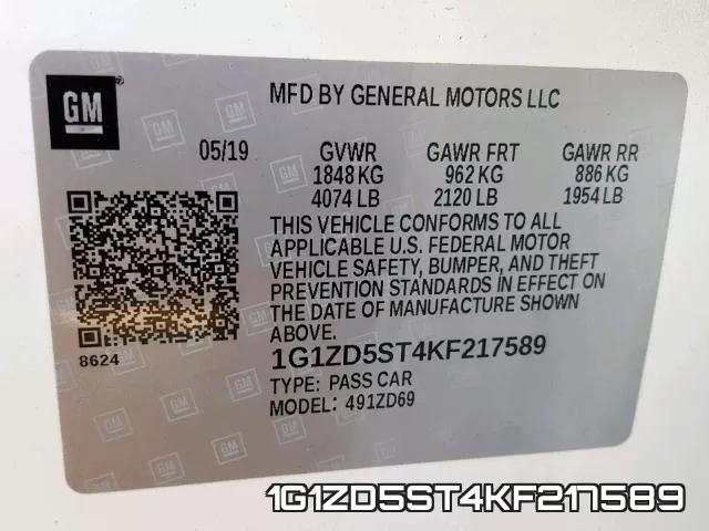 1G1ZD5ST4KF217589 фото 2