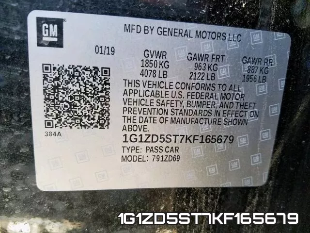 1G1ZD5ST7KF165679 фото 2