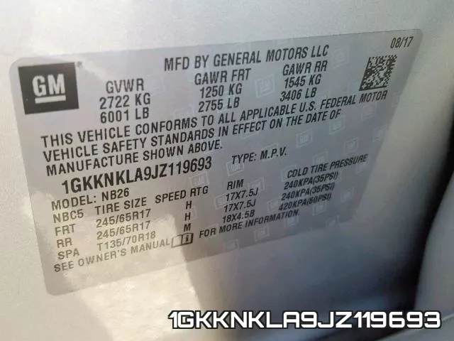 1GKKNKLA9JZ119693 фото 2