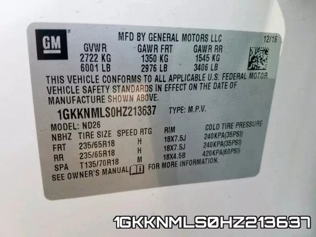 1GKKNMLS0HZ213637 фото 2