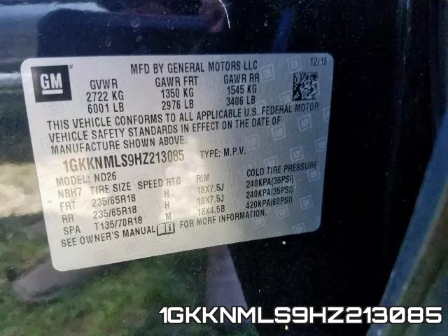 1GKKNMLS9HZ213085 фото 2