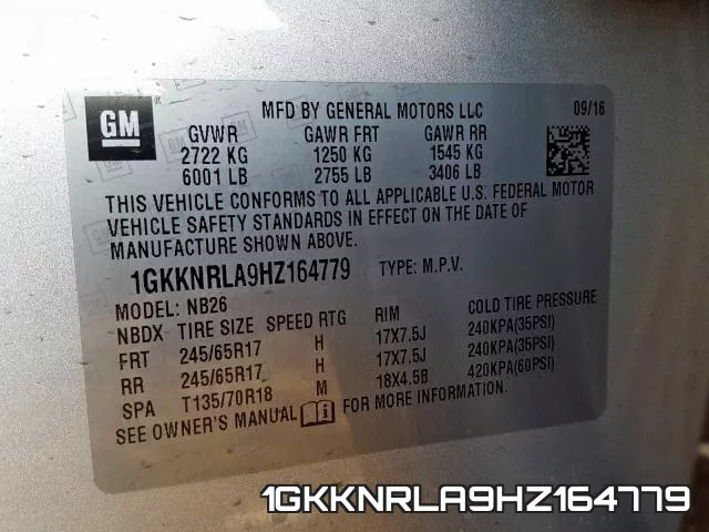 1GKKNRLA9HZ164779 фото 2