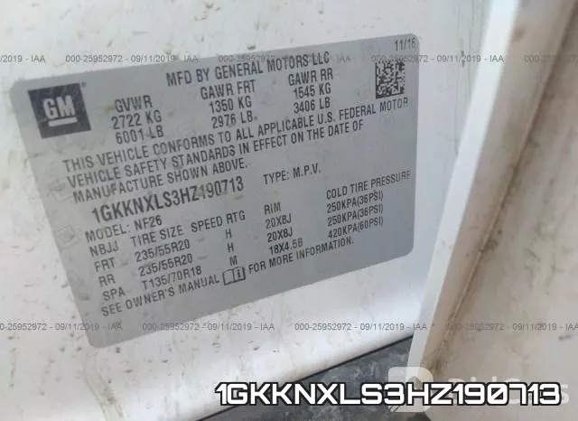 1GKKNXLS3HZ190713 фото 10