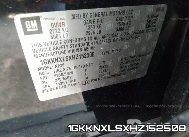 1GKKNXLSXHZ152508 фото 10