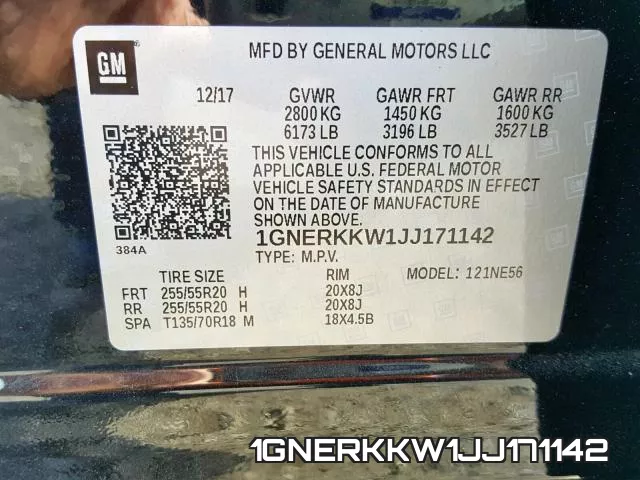 1GNERKKW1JJ171142 фото 2