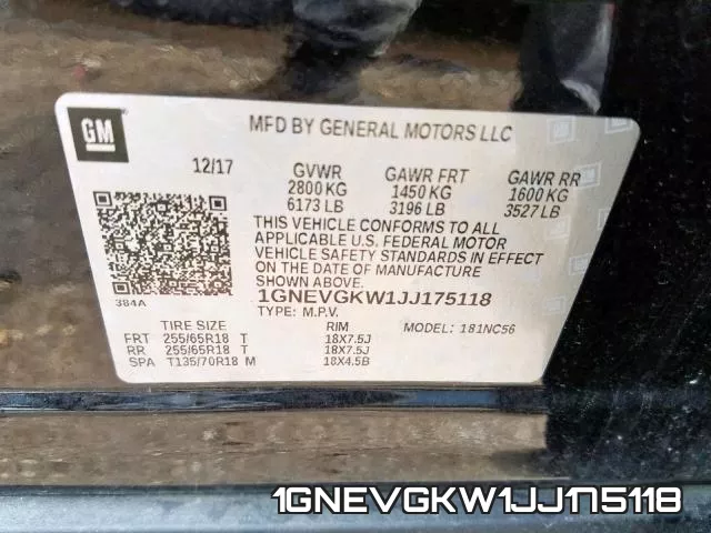 1GNEVGKW1JJ175118 фото 2