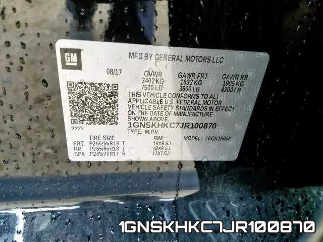 1GNSKHKC7JR100870 фото 2