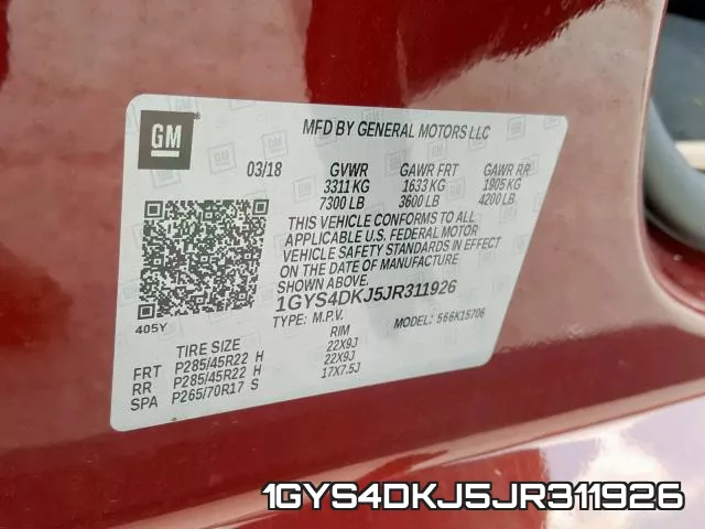 1GYS4DKJ5JR311926 фото 2