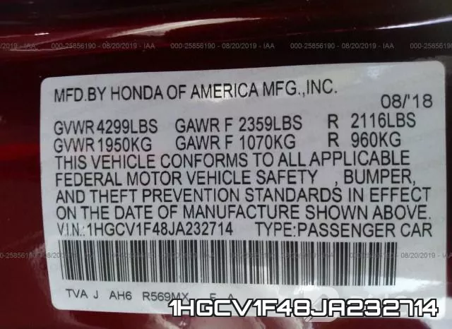 1HGCV1F48JA232714 фото 10