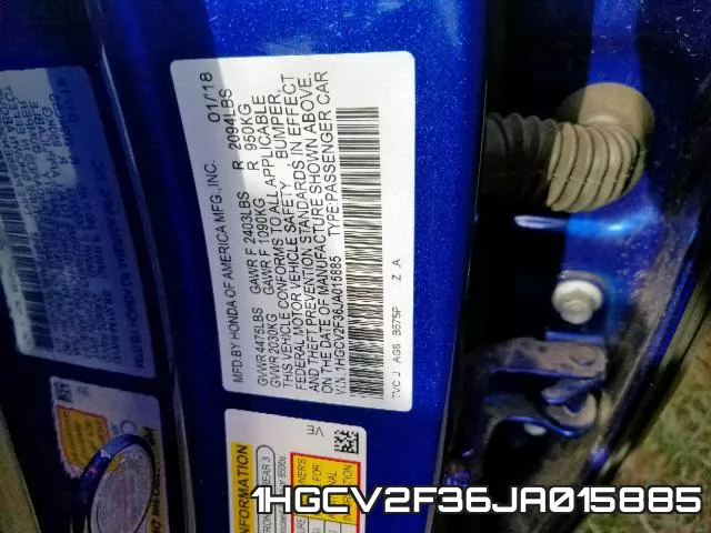 1HGCV2F36JA015885 фото 2