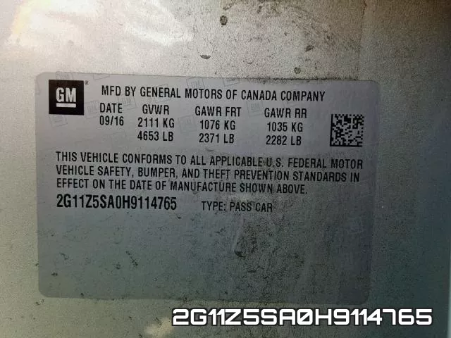 2G11Z5SA0H9114765 фото 2