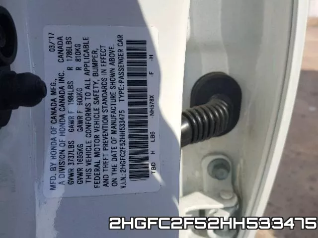 2HGFC2F52HH533475 фото 2