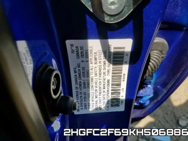 2HGFC2F69KH506886 фото 2