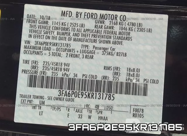 3FA6P0E95KR131785 фото 10