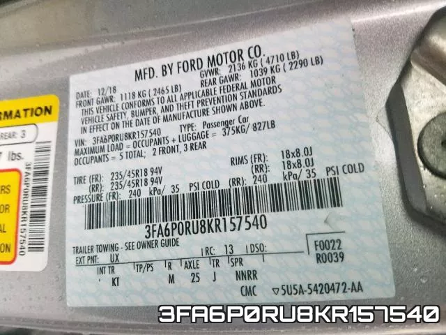 3FA6P0RU8KR157540 фото 2