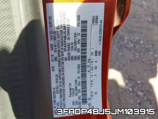 3FADP4BJ5JM103915 фото 2