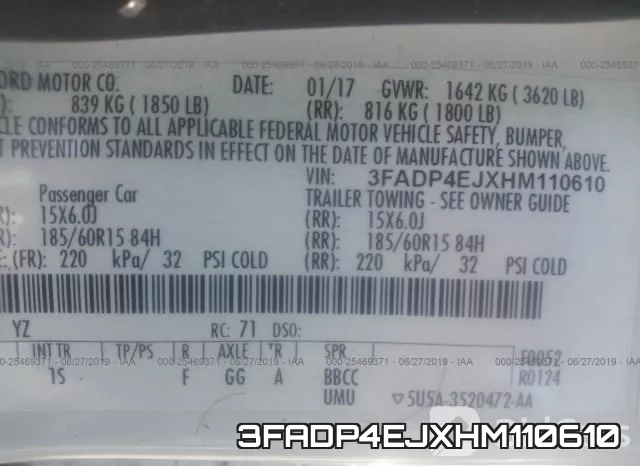 3FADP4EJXHM110610 фото 10