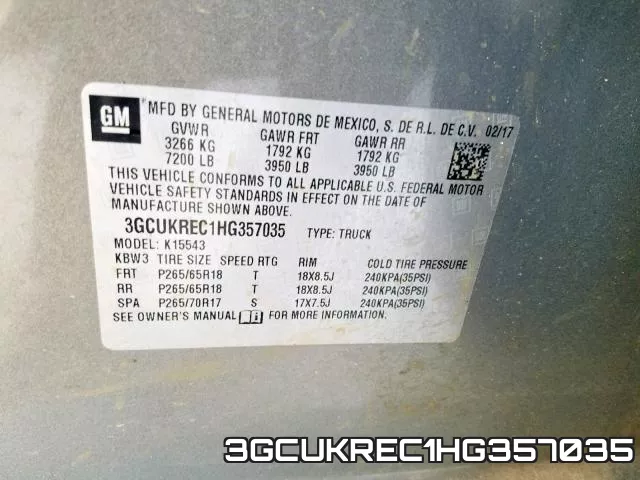 3GCUKREC1HG357035 фото 2
