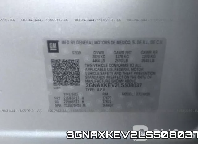 3GNAXKEV2LS508037 фото 10