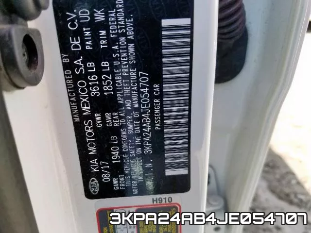 3KPA24AB4JE054707 фото 2