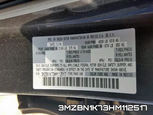 3MZBN1K73HM112517 фото 2