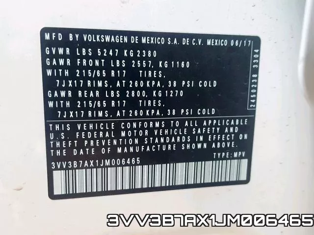 3VV3B7AX1JM006465 фото 2