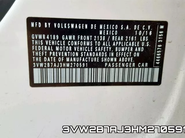 3VW2B7AJ3HM270591 фото 2