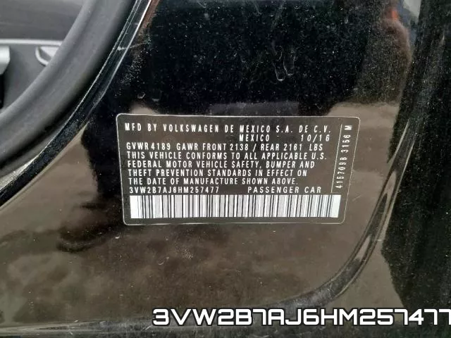 3VW2B7AJ6HM257477 фото 2
