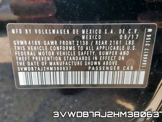3VWDB7AJ2HM380637 фото 2