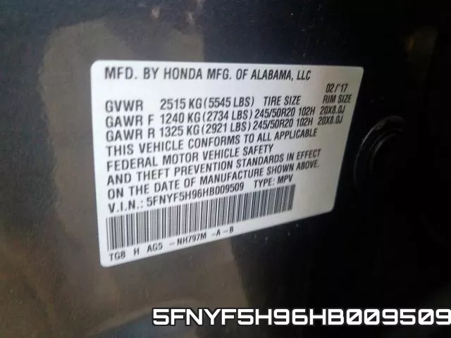 5FNYF5H96HB009509 фото 2