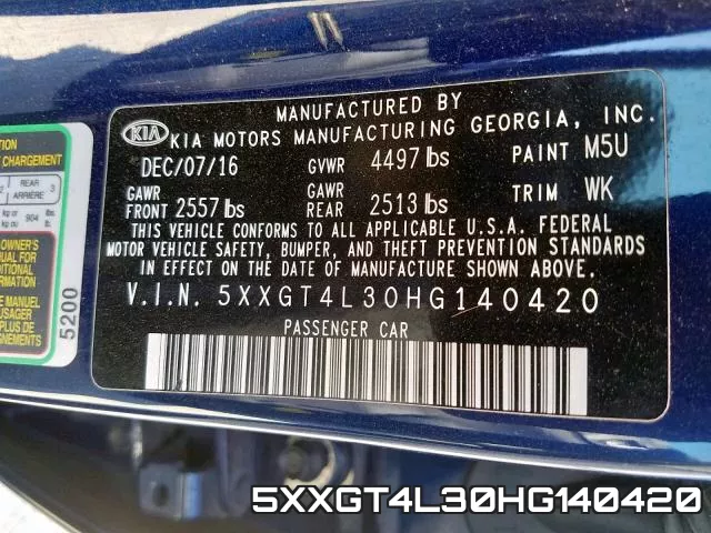 5XXGT4L30HG140420 фото 2