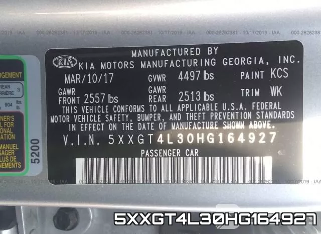 5XXGT4L30HG164927 фото 10