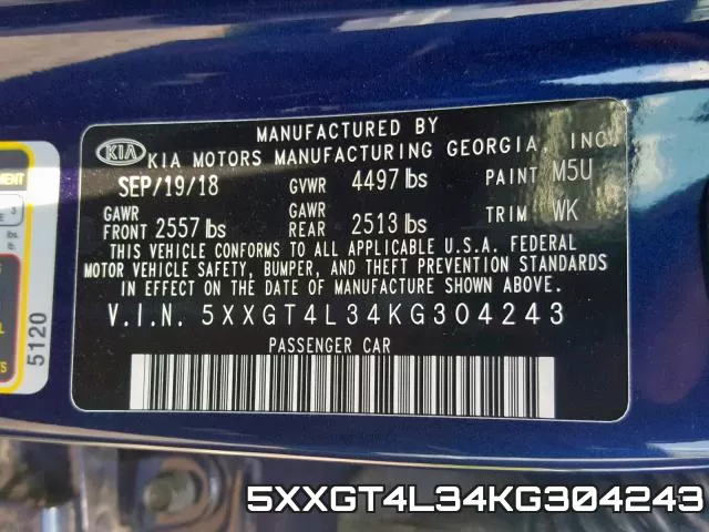 5XXGT4L34KG304243 фото 2