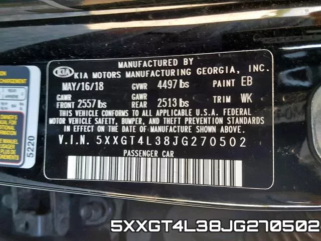 5XXGT4L38JG270502 фото 2