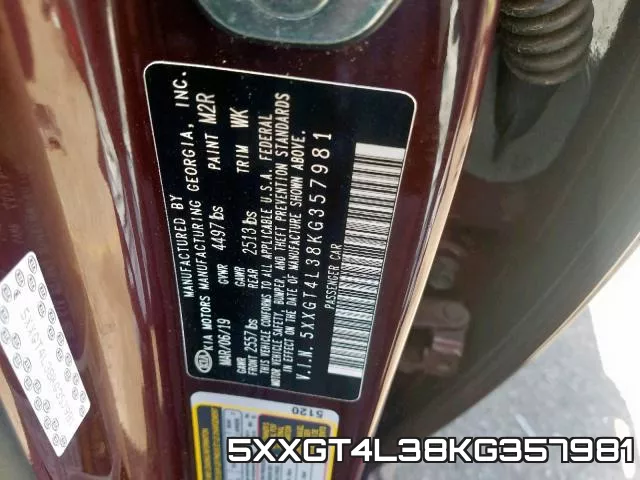 5XXGT4L38KG357981 фото 2