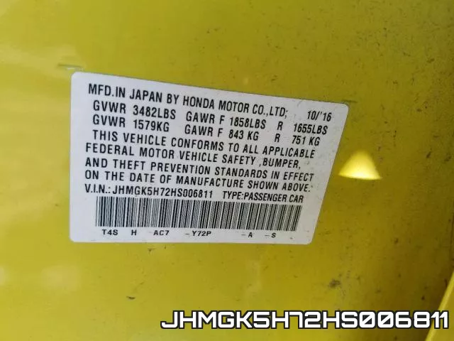 JHMGK5H72HS006811 фото 2