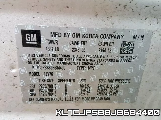 KL7CJPSB8JB684400 фото 2