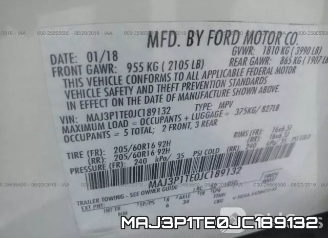 MAJ3P1TE0JC189132 фото 10