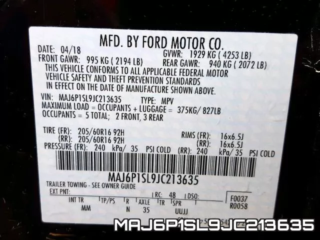 MAJ6P1SL9JC213635 фото 2