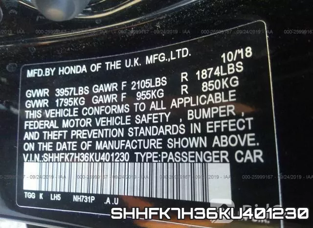 SHHFK7H36KU401230 фото 10