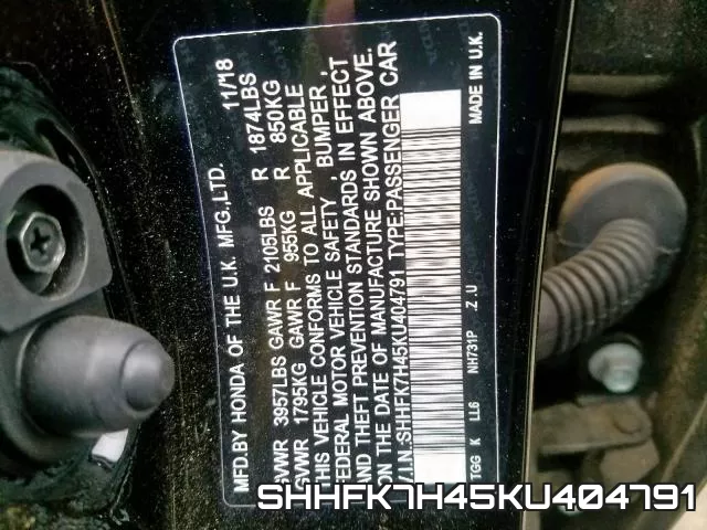 SHHFK7H45KU404791 фото 2