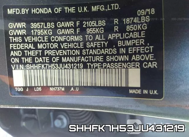 SHHFK7H53JU431219 фото 10