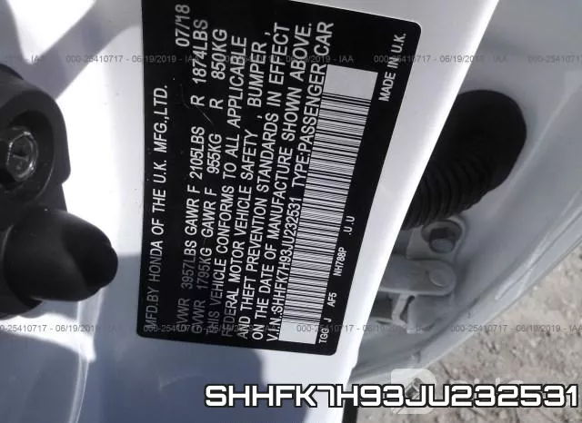 SHHFK7H93JU232531 фото 10