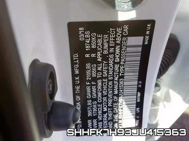 SHHFK7H93JU415363 фото 2