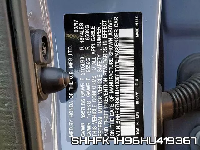 SHHFK7H96HU419367 фото 2